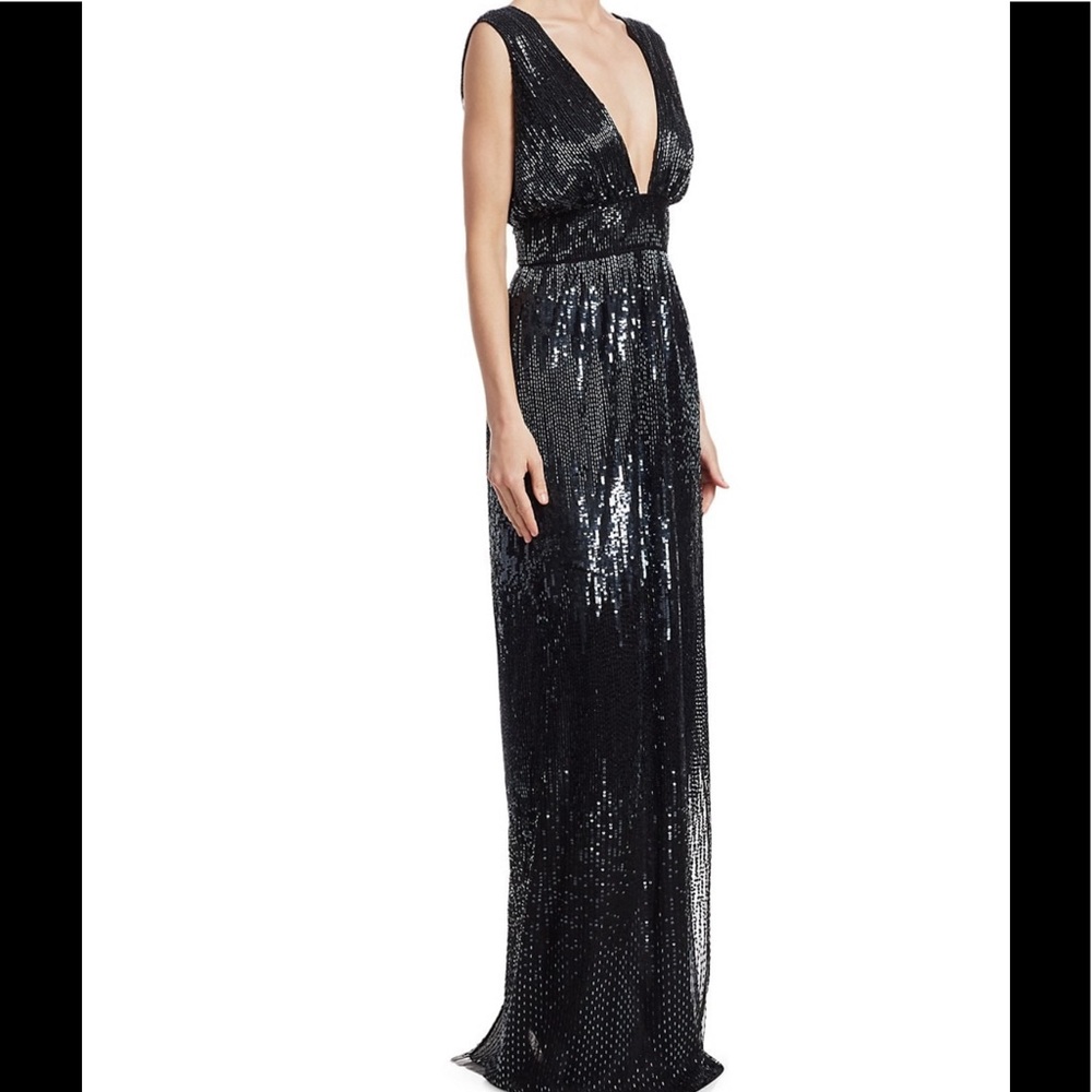 Burnett New York Deep V embellished gown